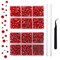 5040 Pieces Red Flatback Rhinestones for Crafting, Crystal Round Gems for Nail Art DIY Crafts Clothes Bags, 6 Mixed Size Hotfix Rhinestones with Tweezers and Picking Rhinestones Pen